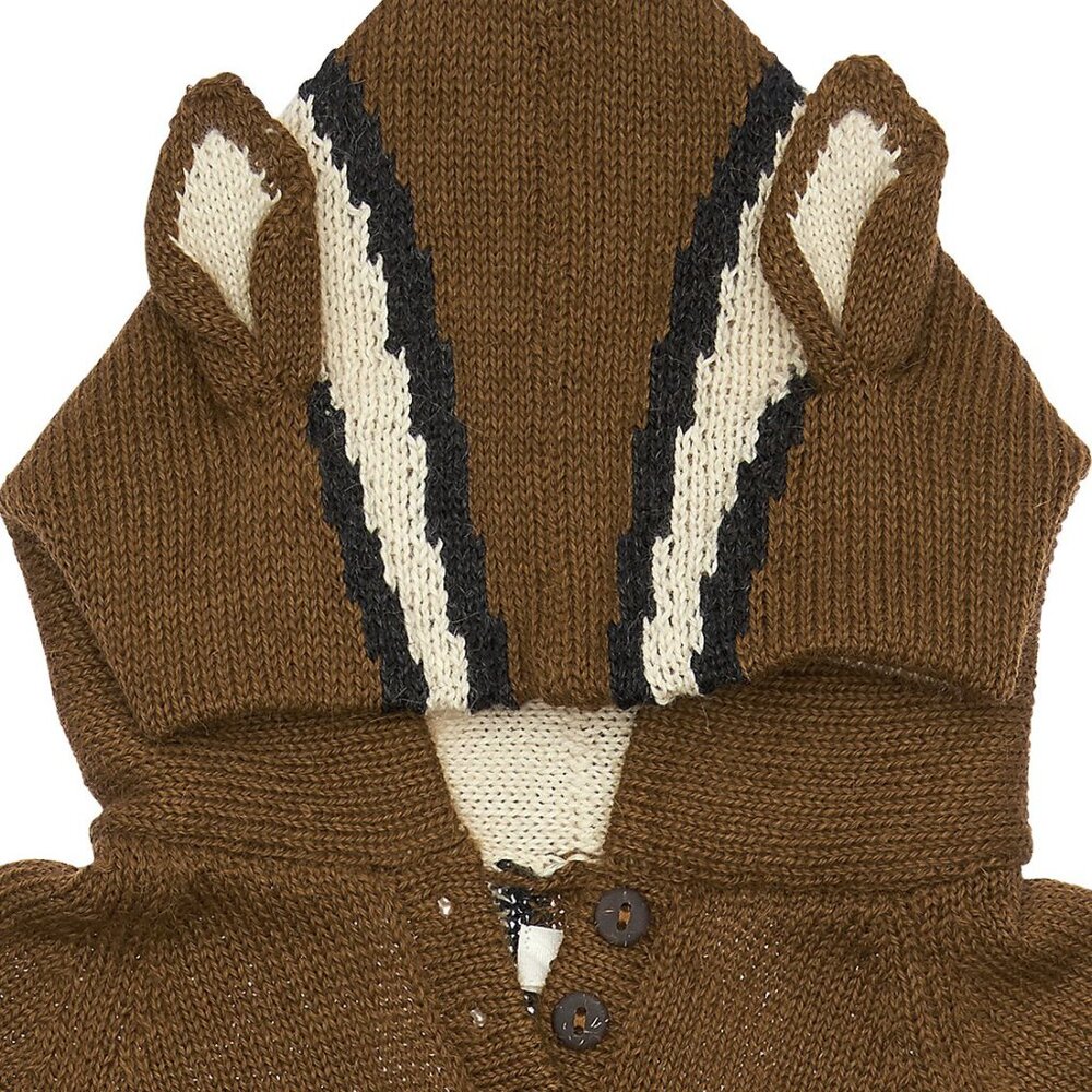 OEUF Chipmunk Hooded Alpaca Knit Sweater Romper Onesie Squirrel Costume - 18M - Picture 2 of 11